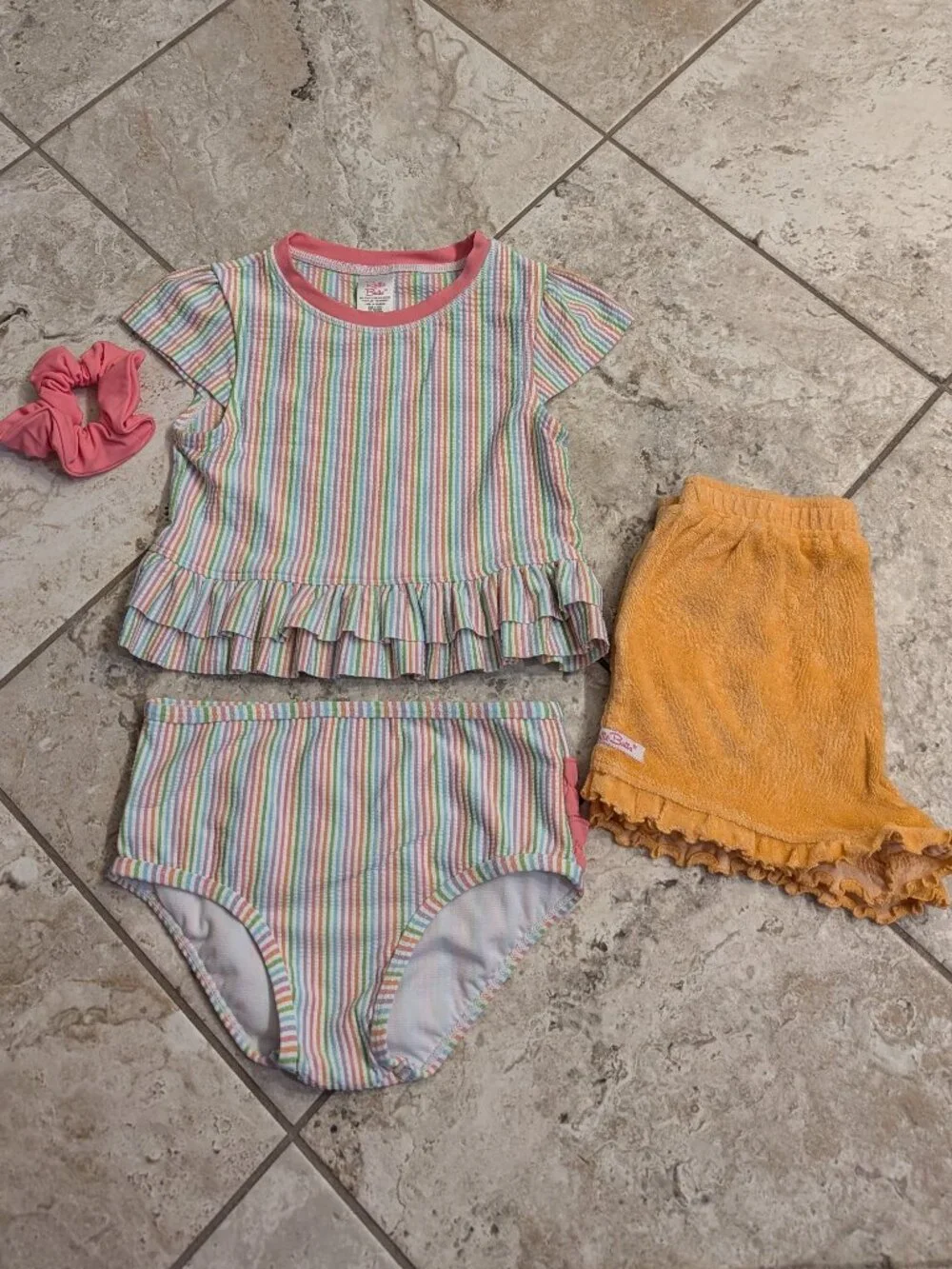 Sz 5 Ruffle Butts 2-pc. swim with shorts cover up